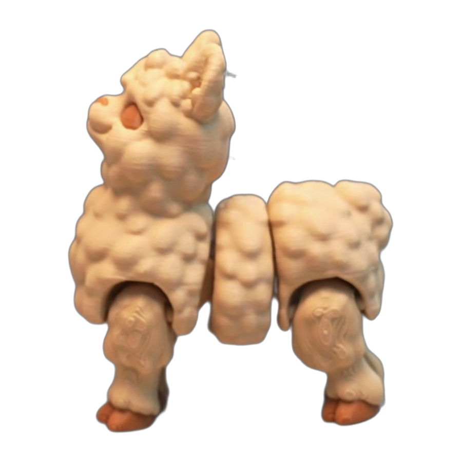 Flexi Alpaca — Cream Fluffy Articulated Figure (3D Printed)