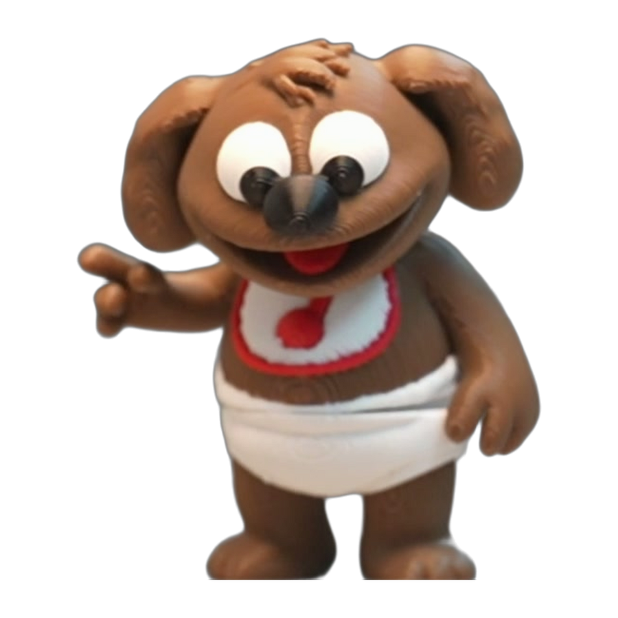 Flexi Baby Puppy — Brown Poseable Figure with Bib (3D Printed)