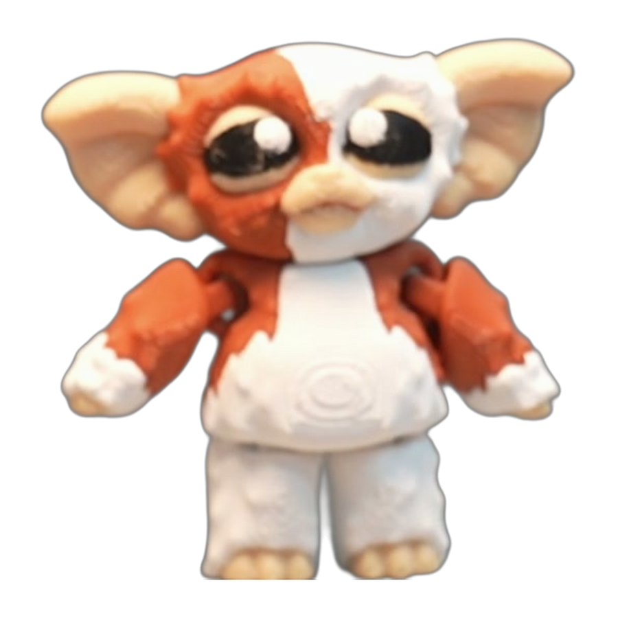 Flexi Bright-Eyed Mogwai — Rust & White Poseable Figure (3D Printed)