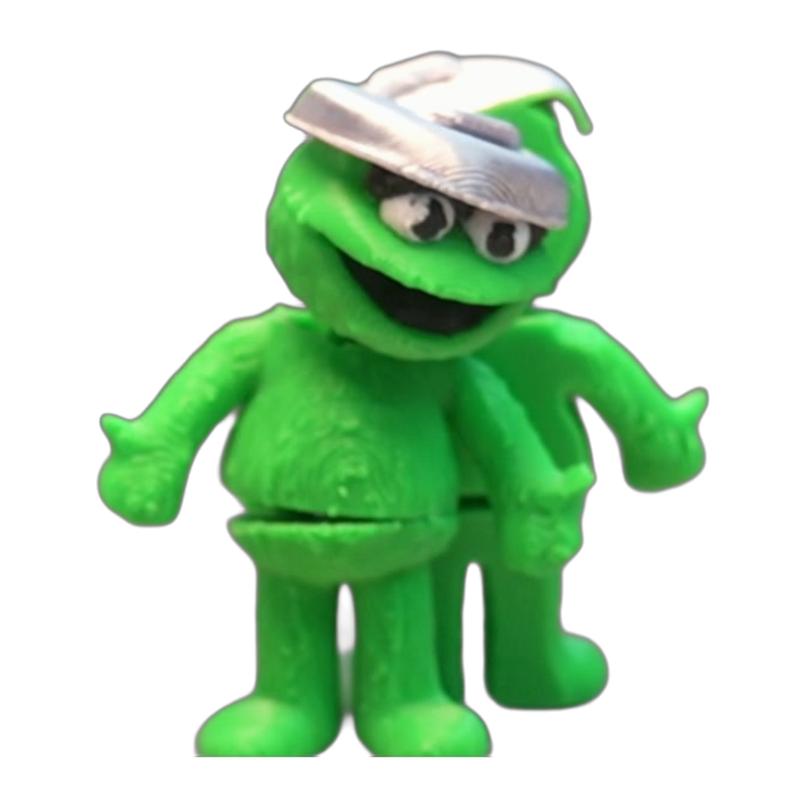 Flexi Green Grump — Poseable Figure with Lid Hat (3D Printed)