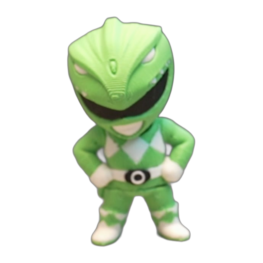 Flexi Green Ranger — Chibi Hero with Diamond Chest (3D Printed)
