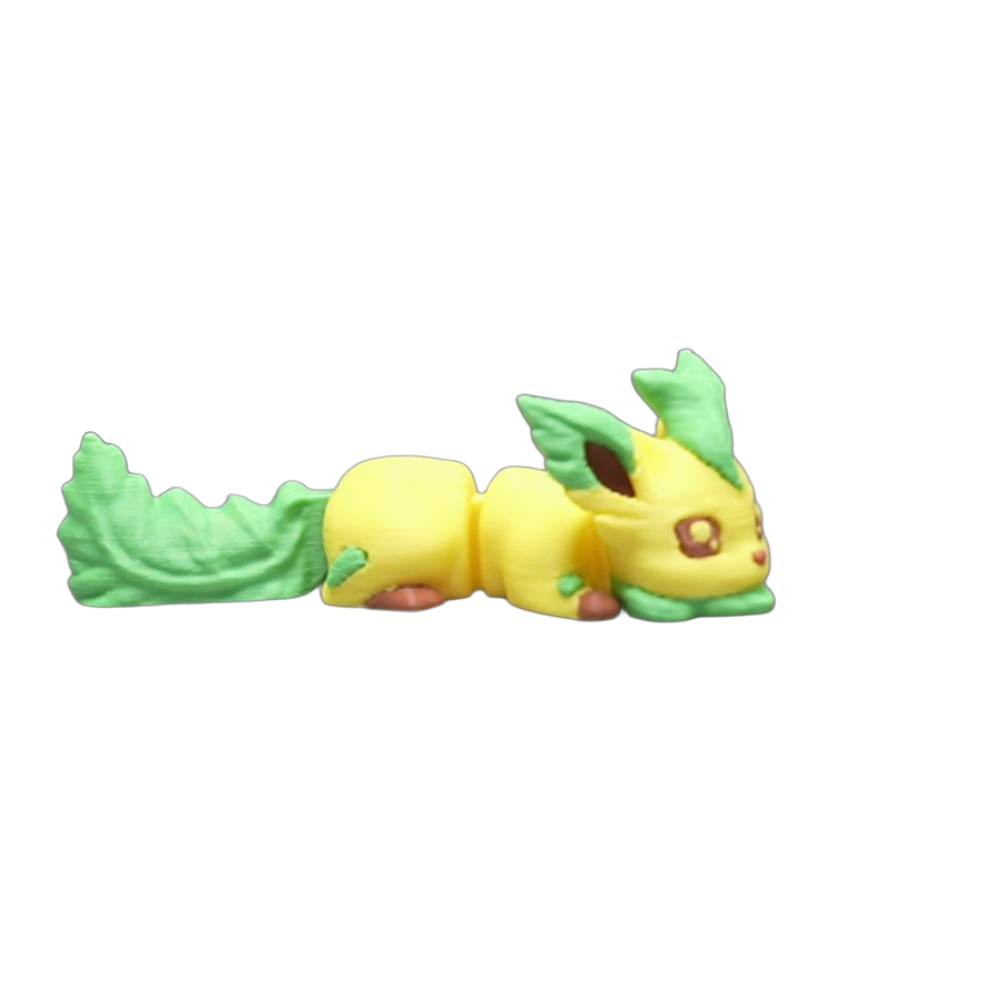 Flexi Leaf Fox — Yellow & Green Articulated Toy (3D Printed)