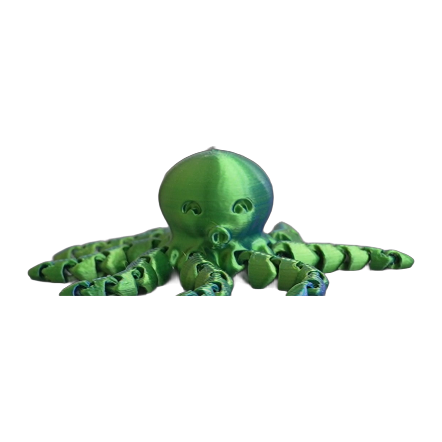 Flexi Octopus — Emerald Green Articulated Fidget (3D Printed)