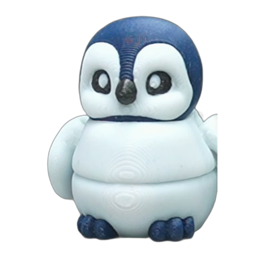 Flexi Baby Penguin — Navy & White (3D Printed Articulated Toy)
