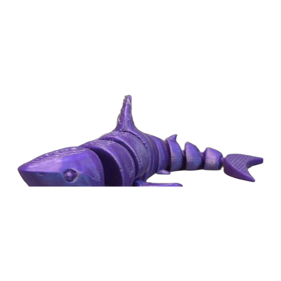 Flexi Shark — Purple TPU Articulated Fidget (3D Printed)