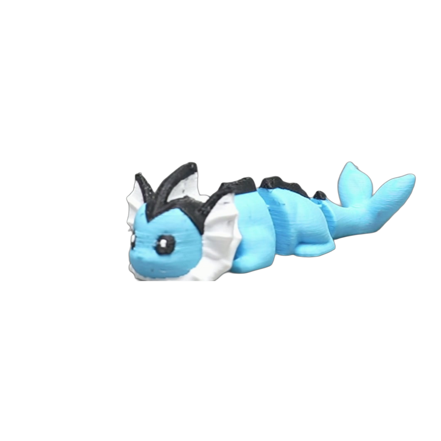 Flexi Water Fox — Ice Blue Articulated Sea Creature (3D Printed Toy)