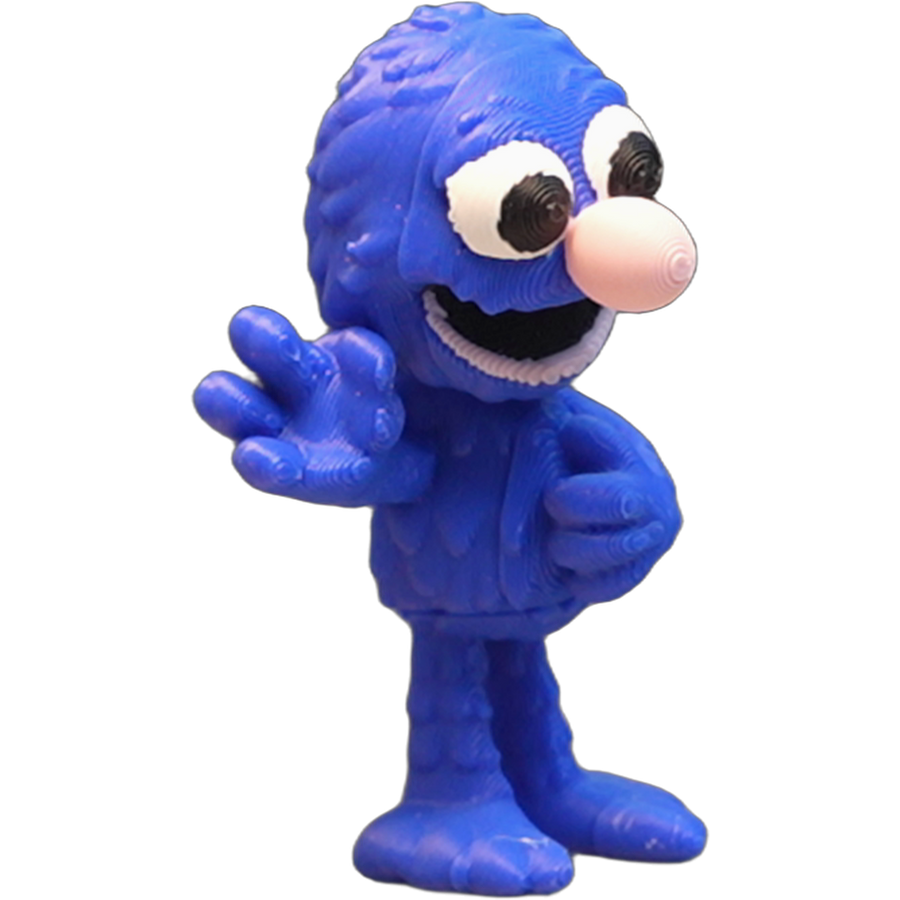Flexi Blue Monster — Articulated Fuzzy Puppet Figure