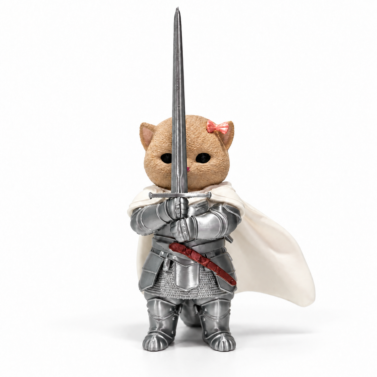 Kitten Knight with Sword – 8-Inch Figurine