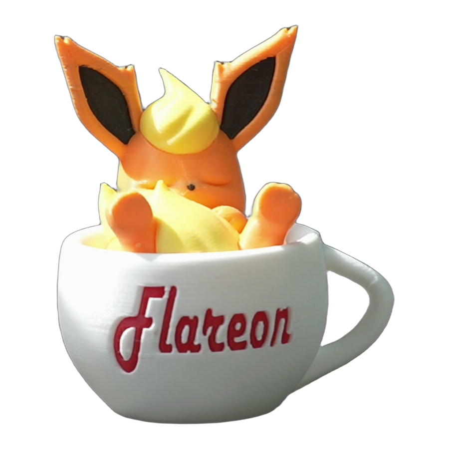 Orange Fluffy-Eared Creature Cup Display