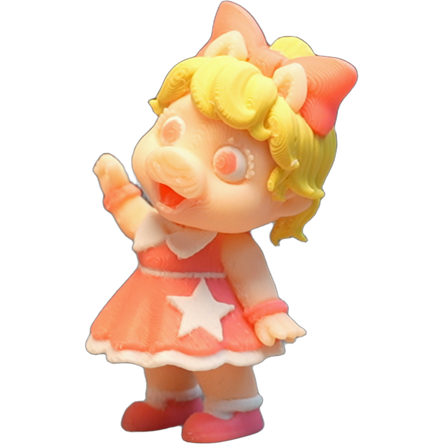 Flexi Pig Diva — Articulated Puppet Figure with Star Dress