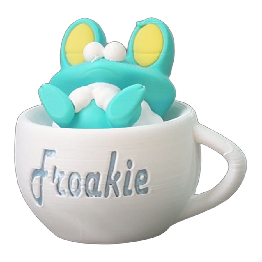 Teal Frog Creature Cup Display