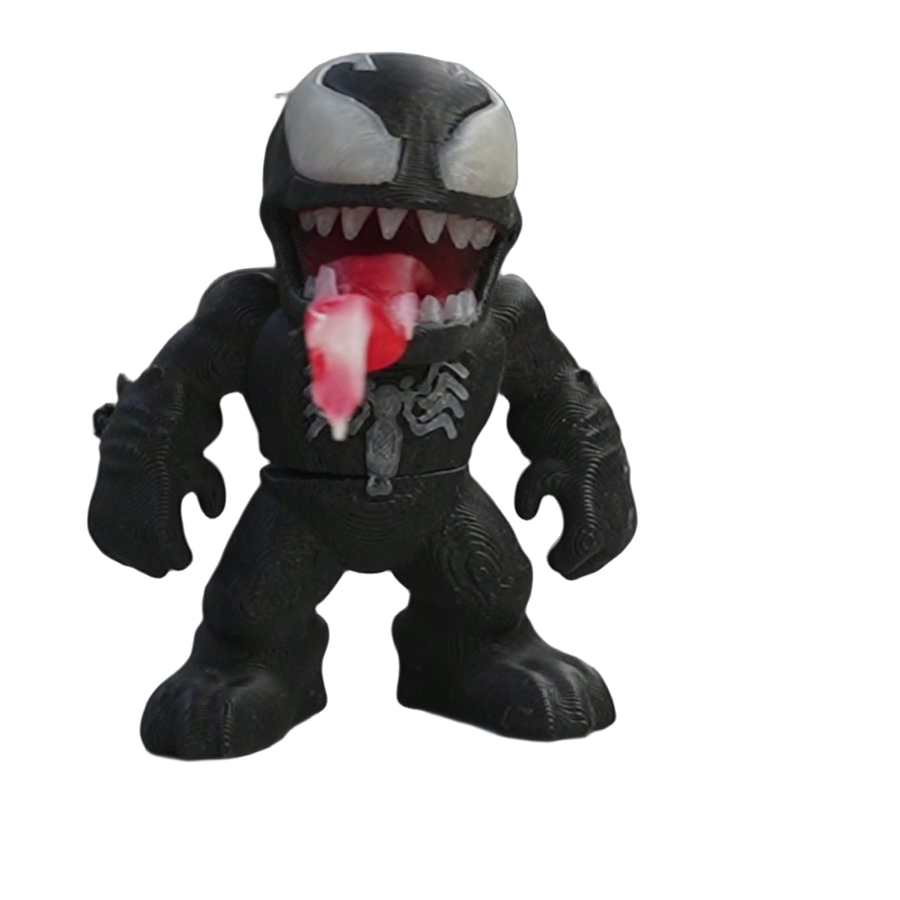 Chibi Symbiote — Black & Red Articulated Mini Figure (3D Printed)