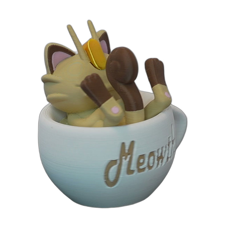 Cream Coin Cat Creature Cup Display