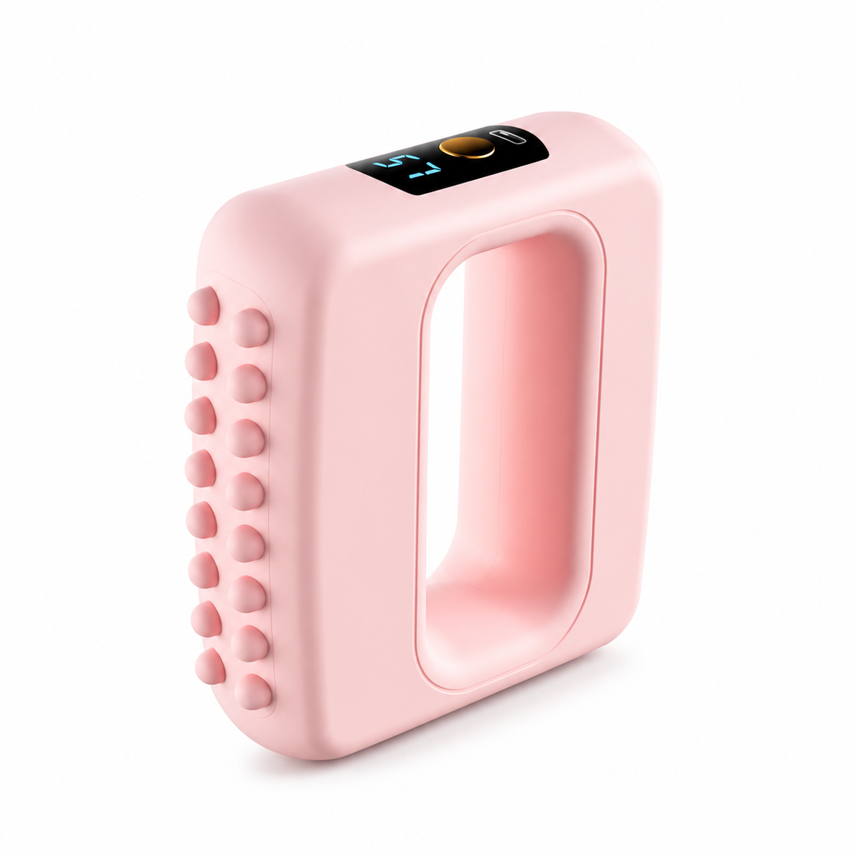 Pink fascia ring recovery massager on a white background
