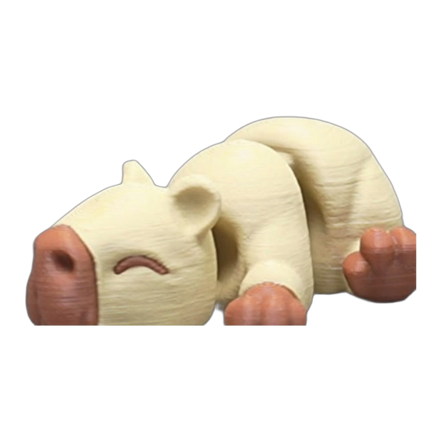 Flexi Sleepy Capybara — Cream & Brown (3D Printed Articulated Toy)