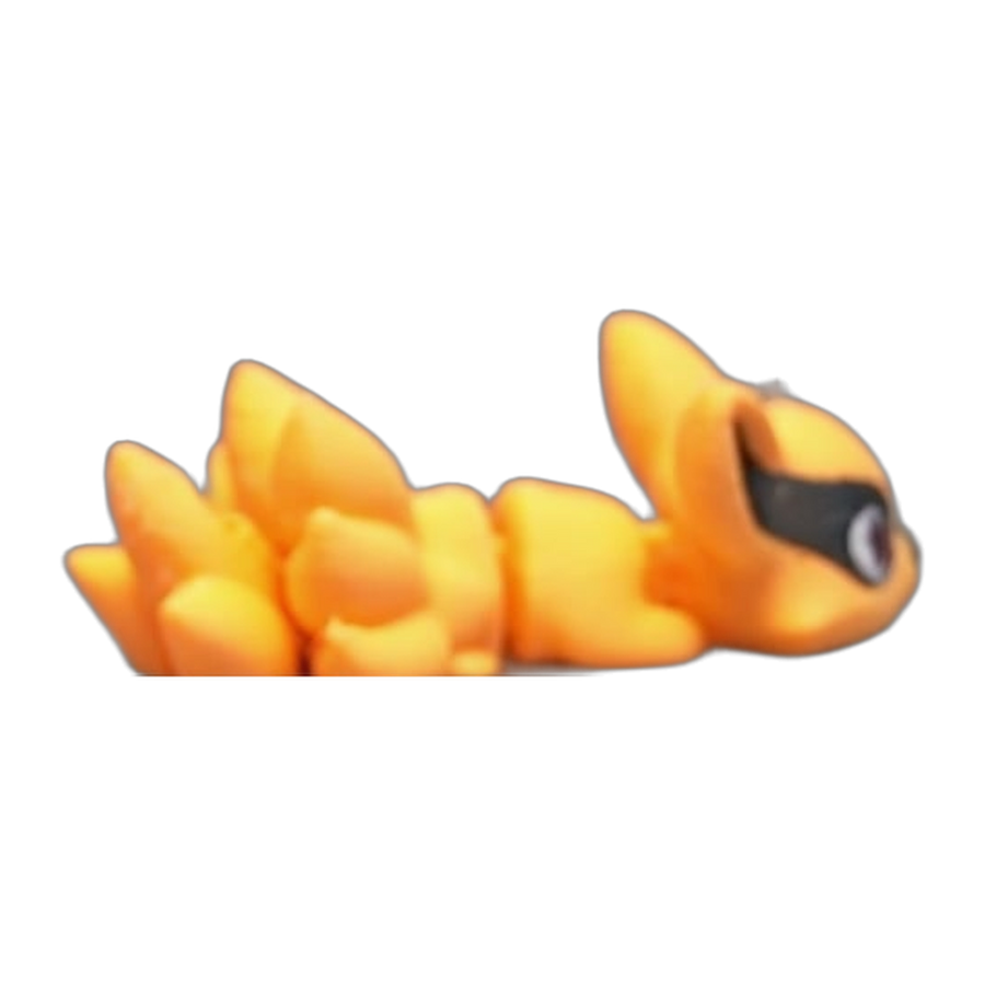 Flexi Nine-Tailed Fox — Sunset Orange Mini (3D Printed)