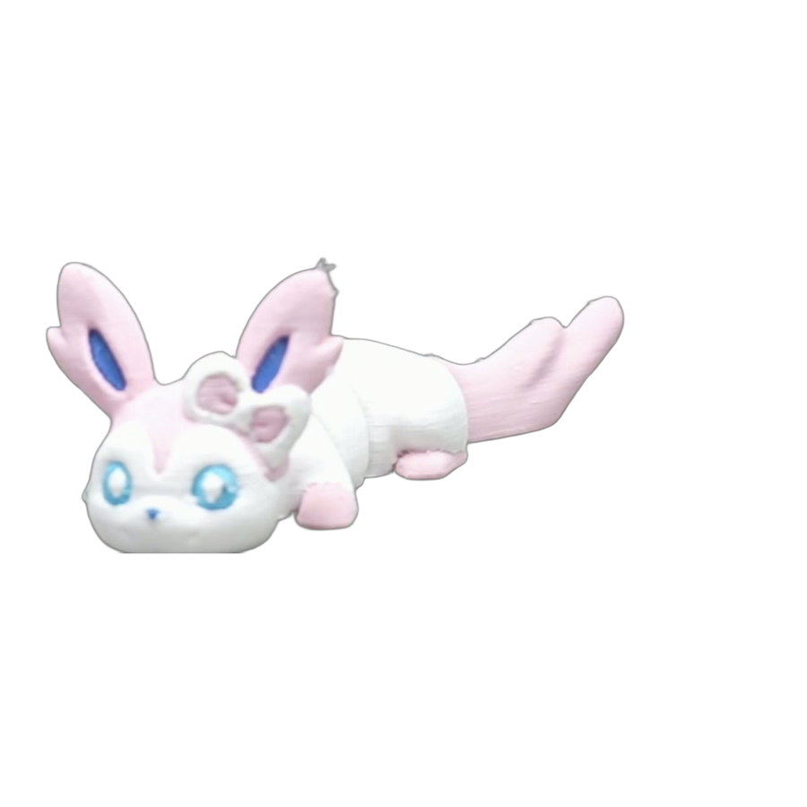 Flexi Ribbon Fox — Pink & Cream Articulated Toy (3D Printed)