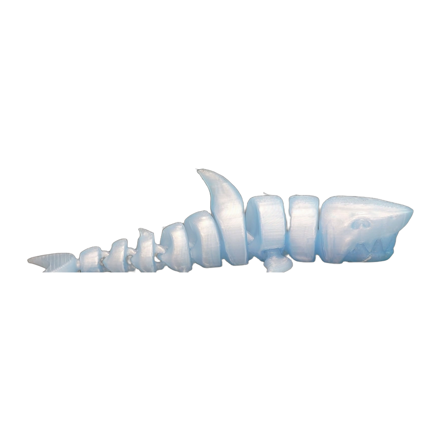 Flexi Shark — Ice Blue Pearl Articulated Fidget (3D Printed)