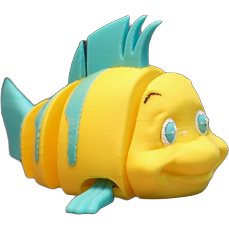 Flexi Flounder Fish — Articulated Yellow & Teal Fidget Toy