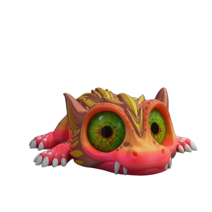 Fume Fang — Baby Dragon with Real Glass Eyes (3D Printed Designer Toy)