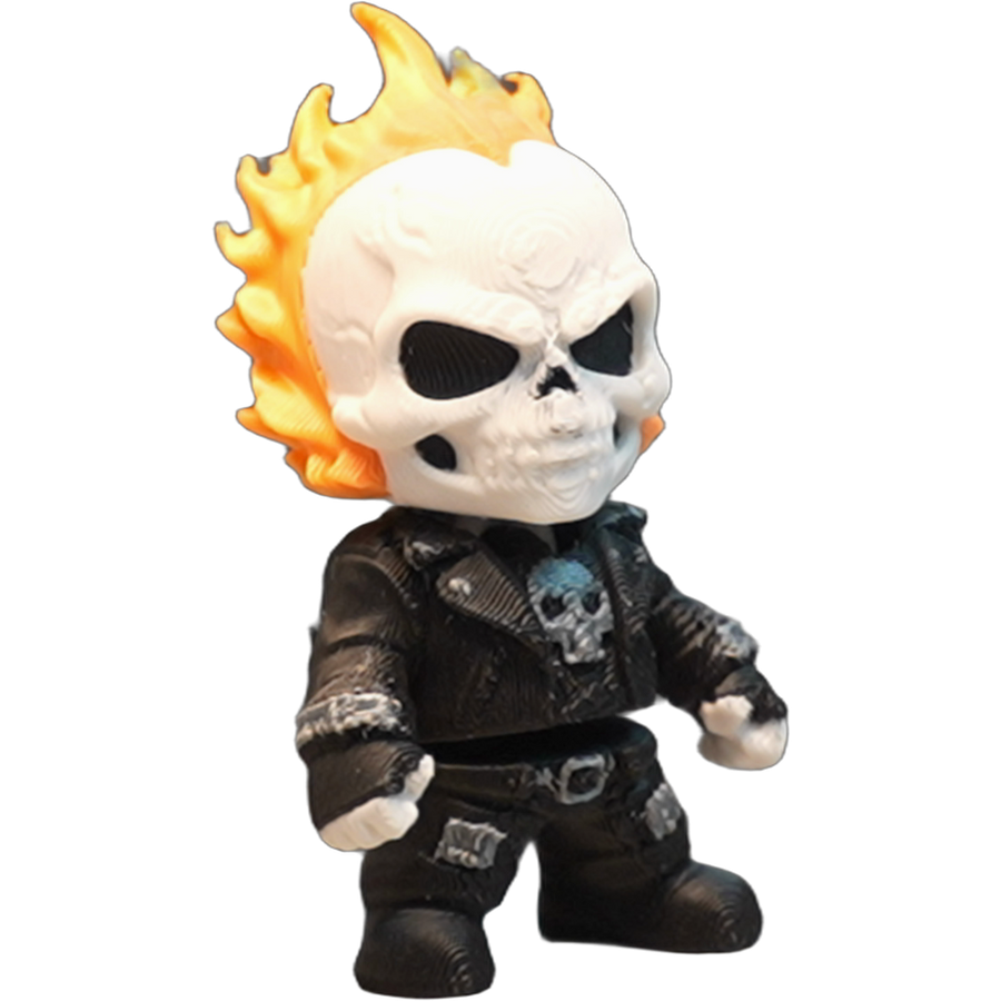 Flexi Flaming Skull Rider — Articulated Biker Figure